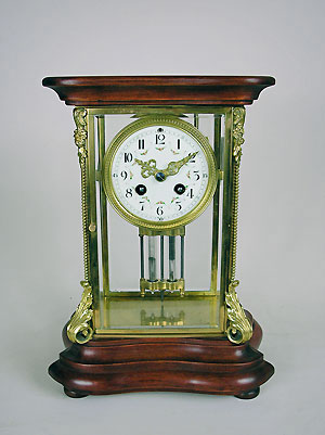 french four glass mantel clock