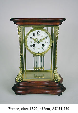 four glass mantel clock