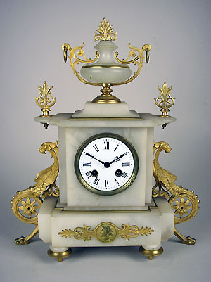 french alabaster mantel clock