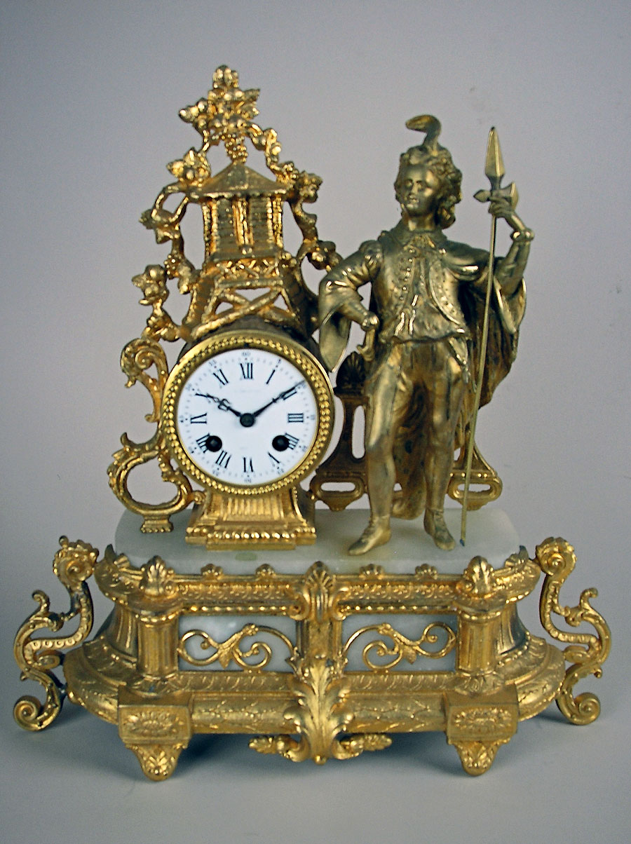 French figural alabaster clock by Japy Frerer to buy, Perth